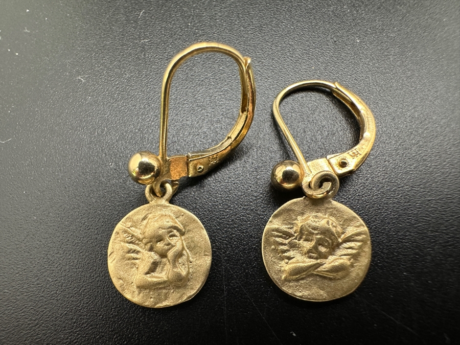 14k Gold Cherub Earrings 2.2g [Photo 2]