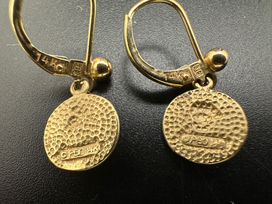 14k Gold Cherub Earrings 2.2g [Photo 5]