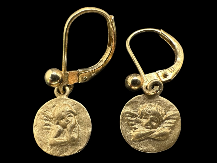 14k Gold Cherub Earrings 2.2g