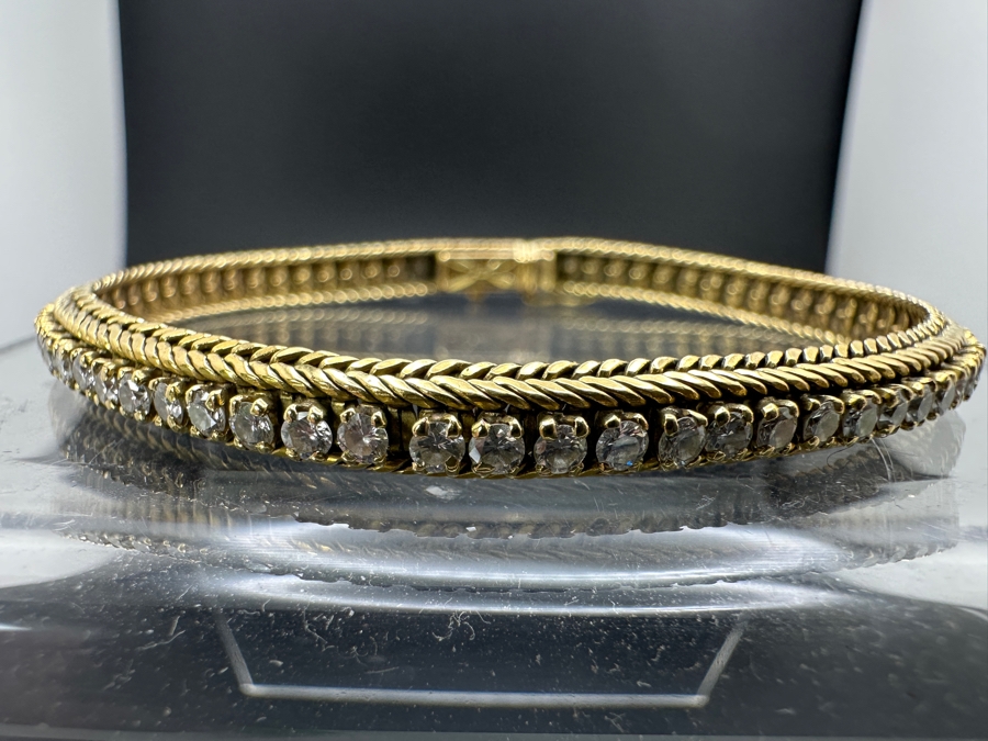 14k Gold (Marked 18k) 7' Bracelet With 70 .03 Round Diamonds Estimated 2cttw 16.9g Retails $6,000 [Photo 3]