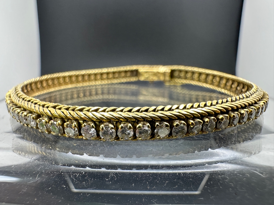 14k Gold (Marked 18k) 7' Bracelet With 70 .03 Round Diamonds Estimated 2cttw 16.9g Retails $6,000 [Photo 7]