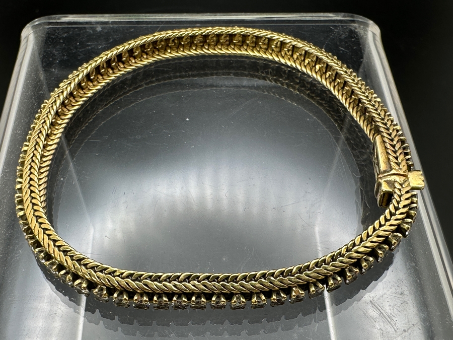 14k Gold (Marked 18k) 7' Bracelet With 70 .03 Round Diamonds Estimated 2cttw 16.9g Retails $6,000 [Photo 12]