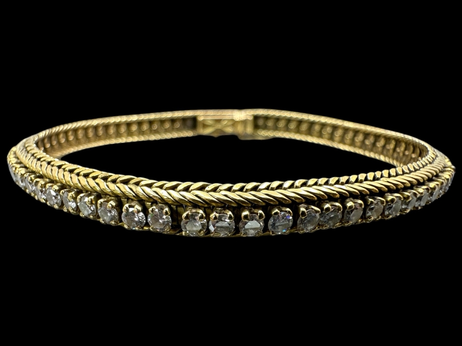 14k Gold (Marked 18k) 7' Bracelet With 70 .03 Round Diamonds Estimated 2cttw 16.9g Retails $6,000