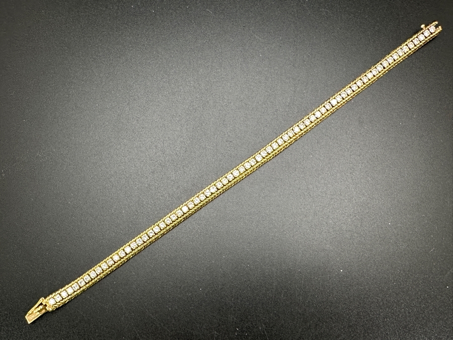14k Gold (Marked 18k) 7' Bracelet With 70 .03 Round Diamonds Estimated 2cttw 16.9g Retails $6,000 [Photo 14]