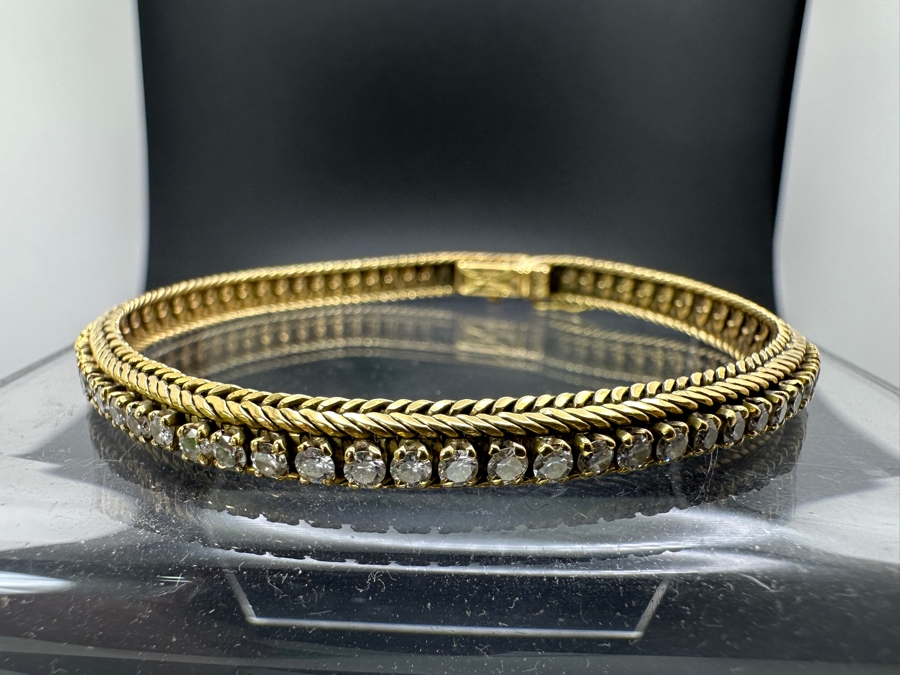 14k Gold (Marked 18k) 7' Bracelet With 70 .03 Round Diamonds Estimated 2cttw 16.9g Retails $6,000 [Photo 5]