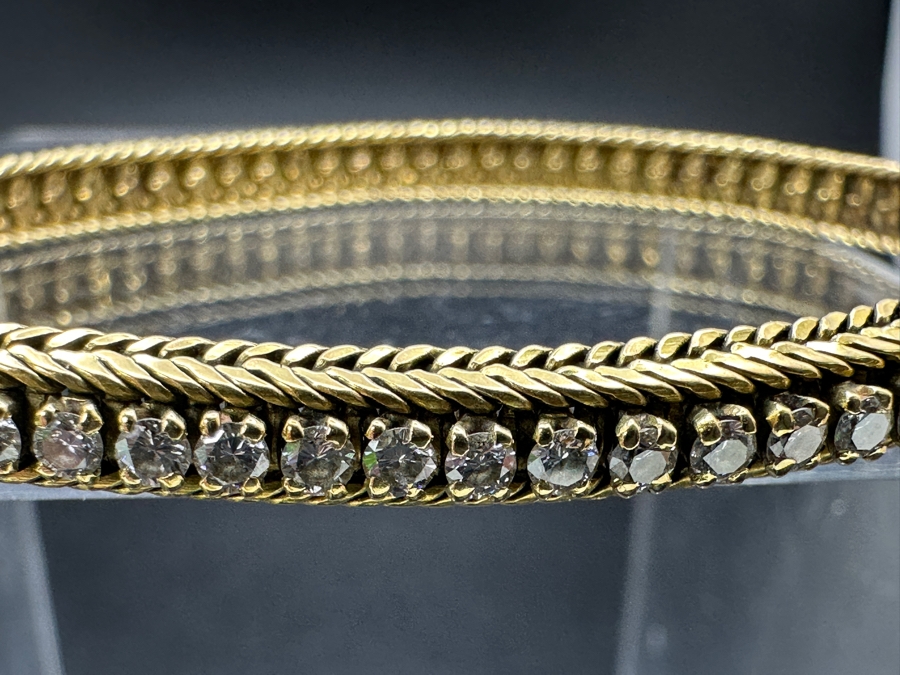 14k Gold (Marked 18k) 7' Bracelet With 70 .03 Round Diamonds Estimated 2cttw 16.9g Retails $6,000 [Photo 11]