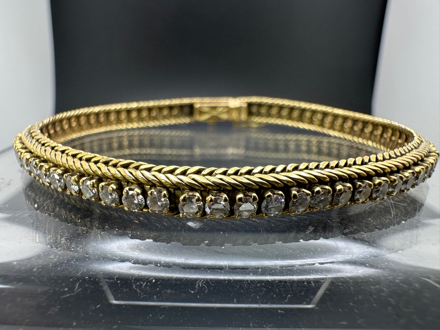 14k Gold (Marked 18k) 7' Bracelet With 70 .03 Round Diamonds Estimated 2cttw 16.9g Retails $6,000 [Photo 2]