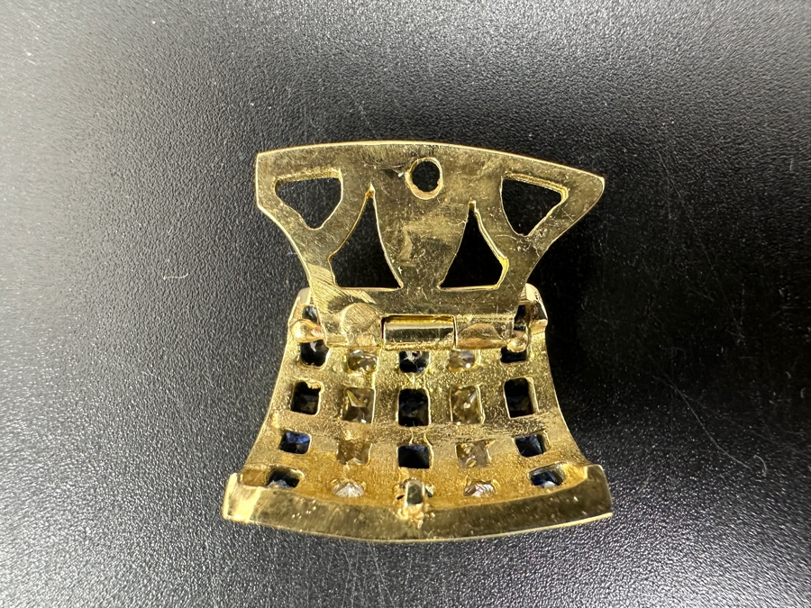 14k Gold Omega Slide Pendant With 14 Princess Cut Diamonds (.75cttw) & 21 Blue Sapphires (est. 1.15cttw) 6g Retails $4,800 [Photo 9]