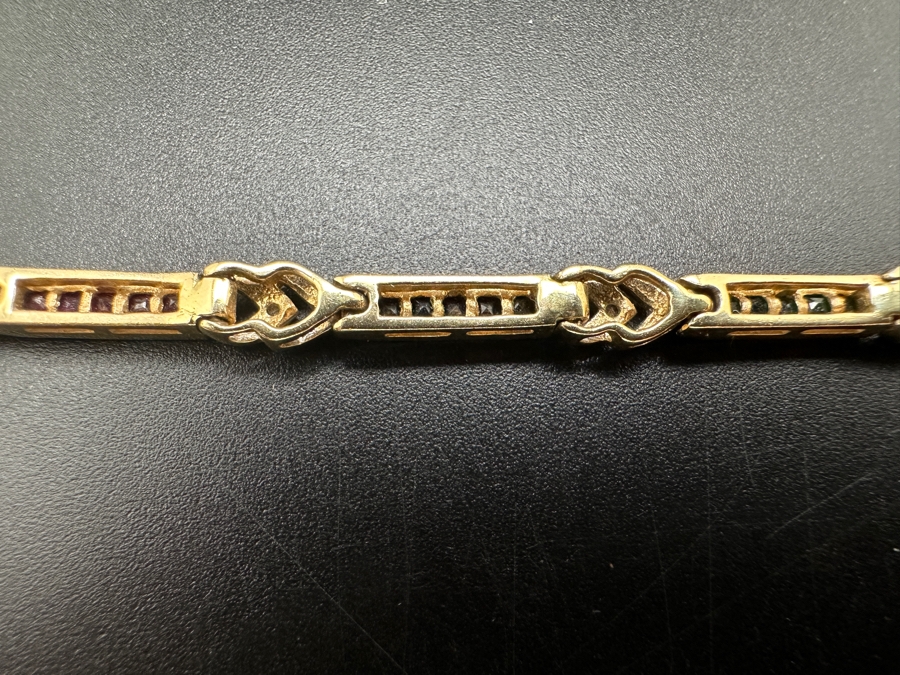 14k Gold 7.5' Bracelet Set With 15 Blue Sapphires, 15 Emeralds, 20 Rubies & 10 .01ct Round Diamonds 10.8g Retails $3,600 [Photo 9]