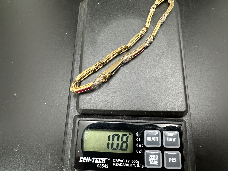 14k Gold 7.5' Bracelet Set With 15 Blue Sapphires, 15 Emeralds, 20 Rubies & 10 .01ct Round Diamonds 10.8g Retails $3,600 [Photo 16]