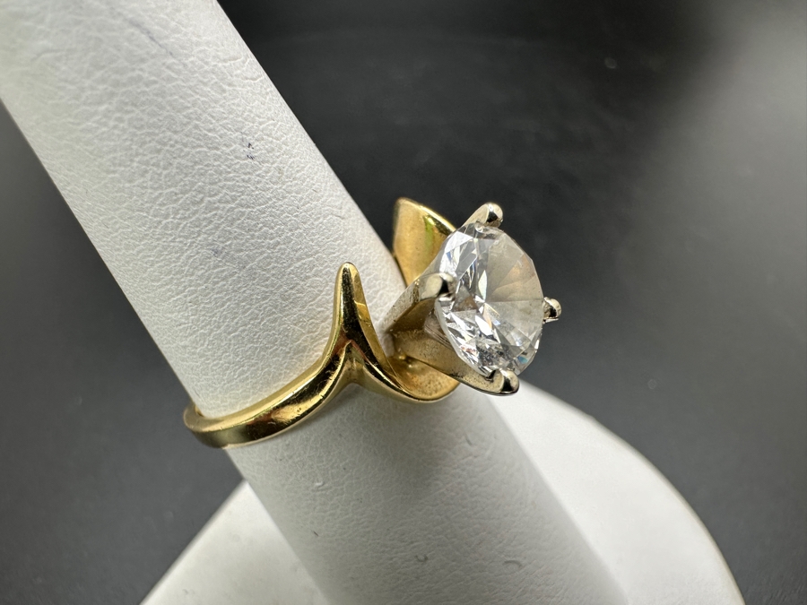 14k Gold 8mm CZ Ring Size 6.75 4.2g Retails $1,000 [Photo 7]