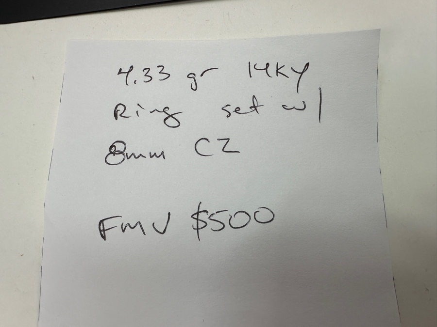 14k Gold 8mm CZ Ring Size 6.75 4.2g Retails $1,000 [Photo 12]