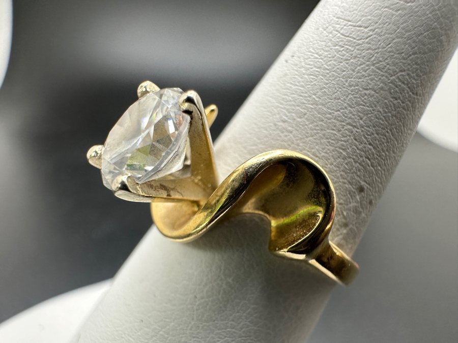 14k Gold 8mm CZ Ring Size 6.75 4.2g Retails $1,000 [Photo 5]