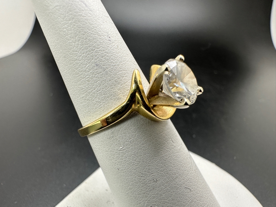 14k Gold 8mm CZ Ring Size 6.75 4.2g Retails $1,000 [Photo 6]