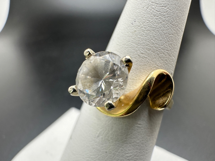 14k Gold 8mm CZ Ring Size 6.75 4.2g Retails $1,000 [Photo 3]