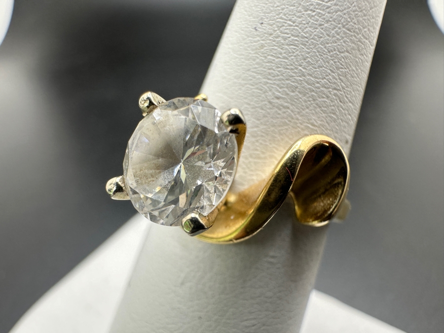14k Gold 8mm CZ Ring Size 6.75 4.2g Retails $1,000 [Photo 4]