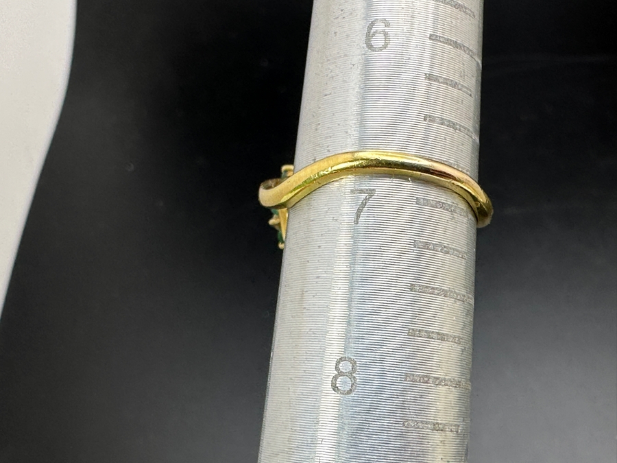 14k Gold Ring Set With 7 Round Emeralds And 7 Round Diamonds (est. .25cttw) 4.8g Retails $2,400 [Photo 10]