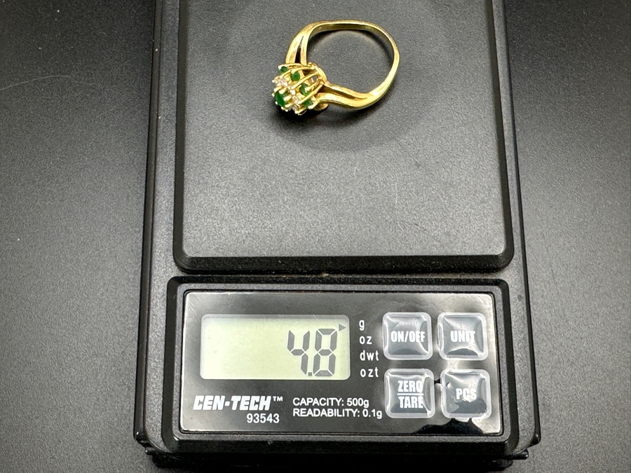 14k Gold Ring Set With 7 Round Emeralds And 7 Round Diamonds (est. .25cttw) 4.8g Retails $2,400 [Photo 11]