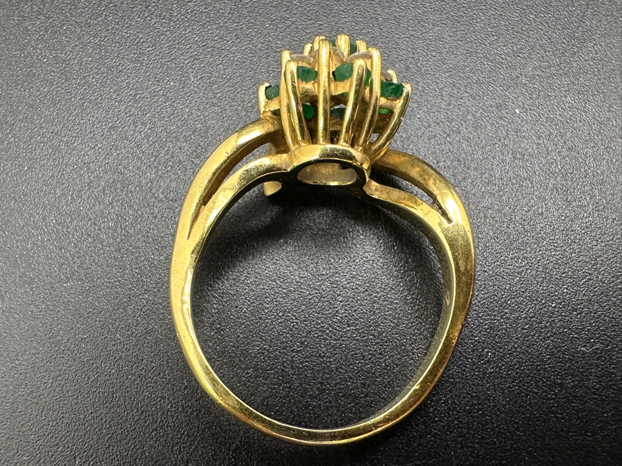 14k Gold Ring Set With 7 Round Emeralds And 7 Round Diamonds (est. .25cttw) 4.8g Retails $2,400 [Photo 8]