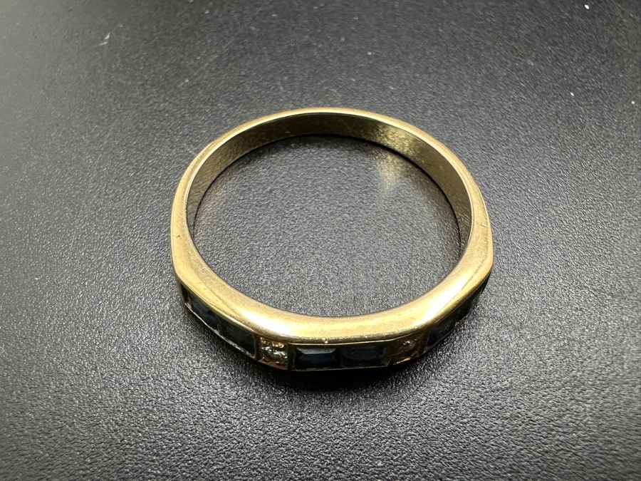 14k Gold Ring Set With 6 Blue Sapphires And 2 .02 Round Diamonds Size 7 2.3g Retails $1,000 [Photo 6]