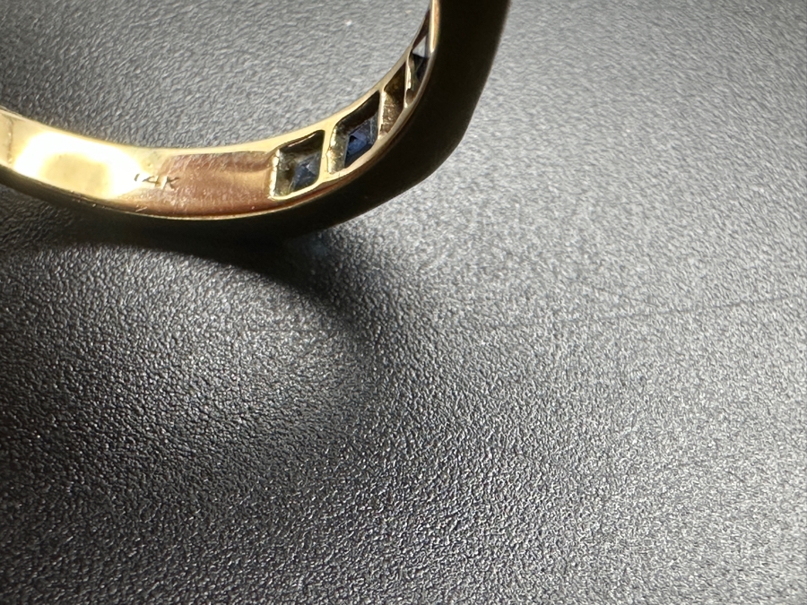 14k Gold Ring Set With 6 Blue Sapphires And 2 .02 Round Diamonds Size 7 2.3g Retails $1,000 [Photo 7]