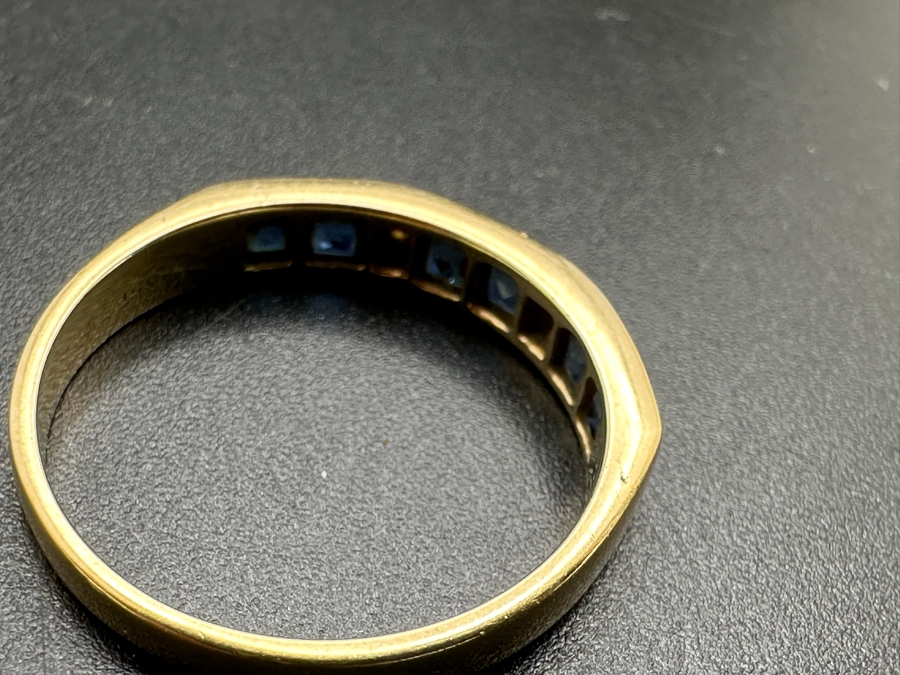 14k Gold Ring Set With 6 Blue Sapphires And 2 .02 Round Diamonds Size 7 2.3g Retails $1,000 [Photo 8]