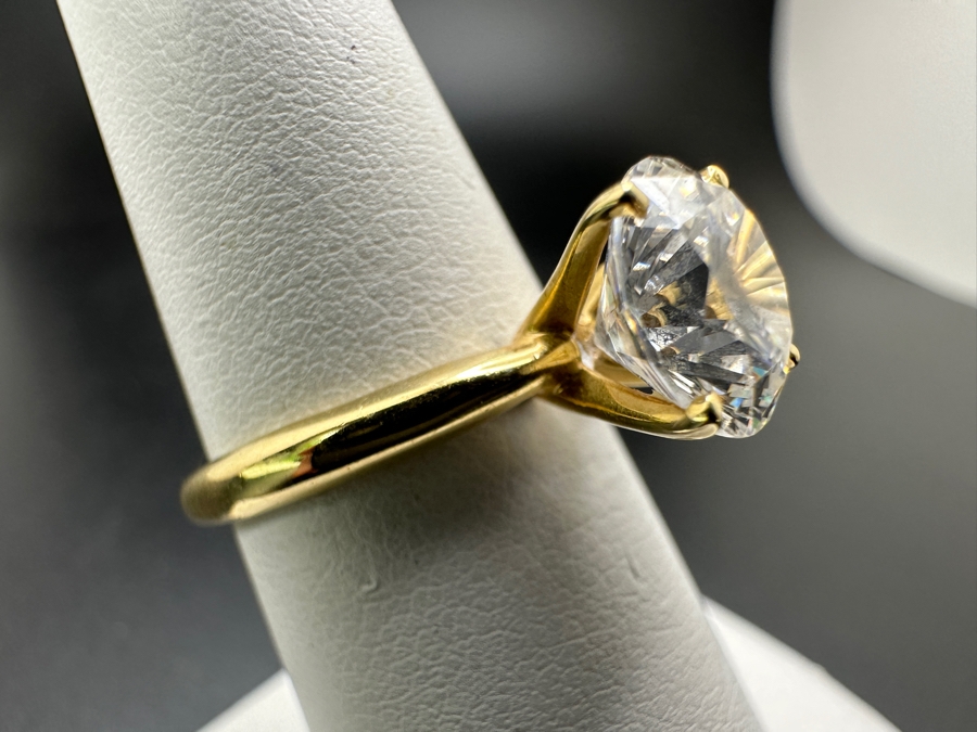 14k Gold Solitaire Engagement Ring Set With 9mm CZ Size 7 3.7g Retails $1,000 [Photo 5]