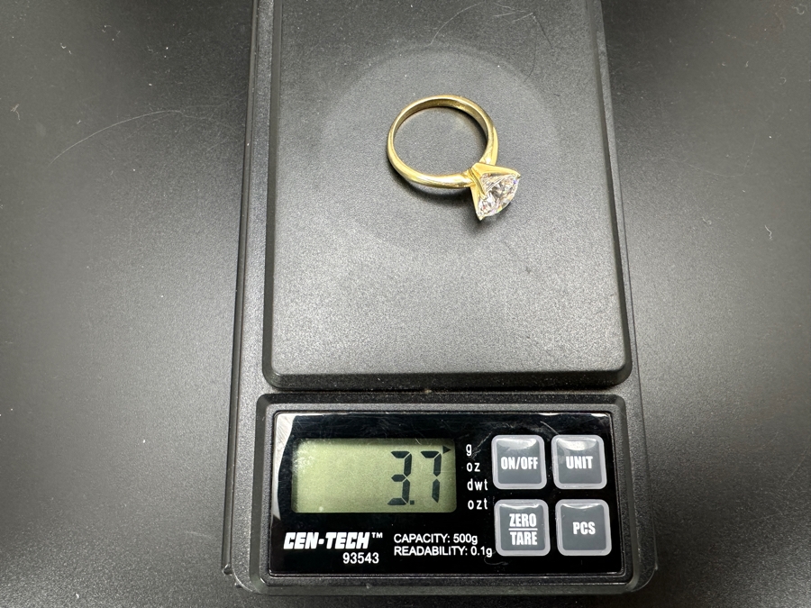 14k Gold Solitaire Engagement Ring Set With 9mm CZ Size 7 3.7g Retails $1,000 [Photo 11]