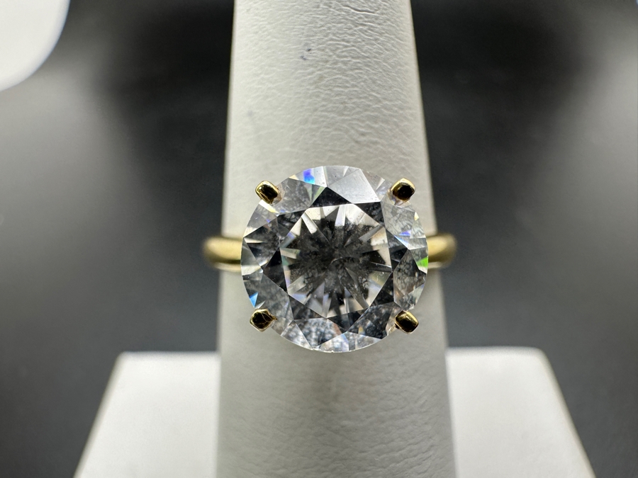 14k Gold Solitaire Engagement Ring Set With 9mm CZ Size 7 3.7g Retails $1,000 [Photo 3]