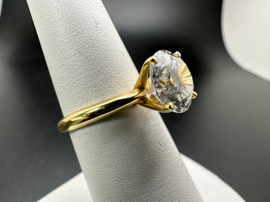 14k Gold Solitaire Engagement Ring Set With 9mm CZ Size 7 3.7g Retails $1,000 [Photo 4]