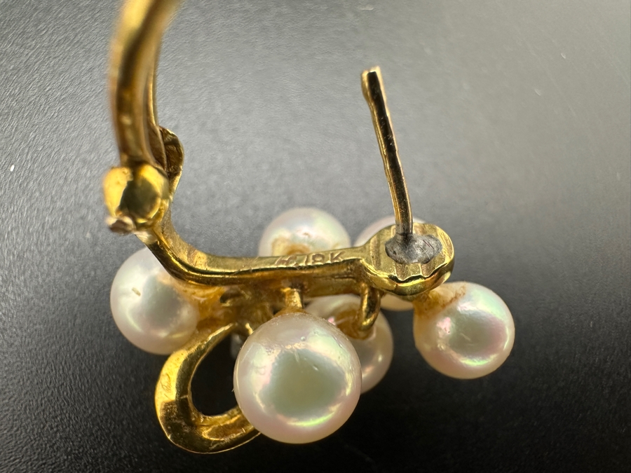 18k Gold Earrings With 12 Pearls And 2 Round Brilliant Diamonds (est. .06cttw) 10.5g Retails $2,800 [Photo 9]