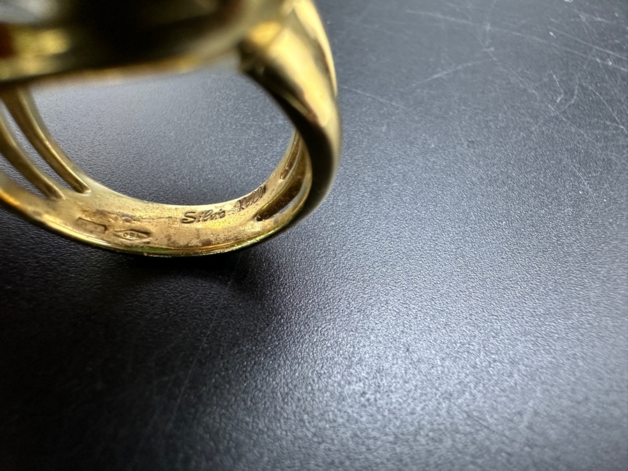 Stunning 18k Gold Jade Diamond Ring Stamped 'Silvia Kelly' Size 8 20.0g Retails $5,600 [Photo 14]