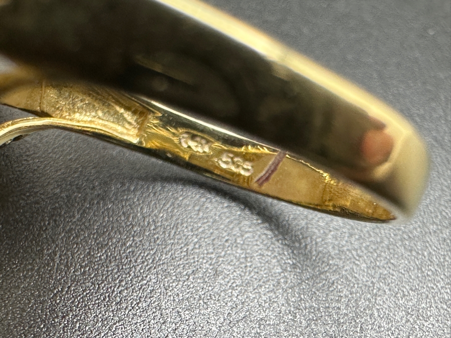 14k Gold Mabe Pearl 14.5mm Set With 17 .01 Round Diamonds Size 6.75 5.7g Retails $1,500 [Photo 11]