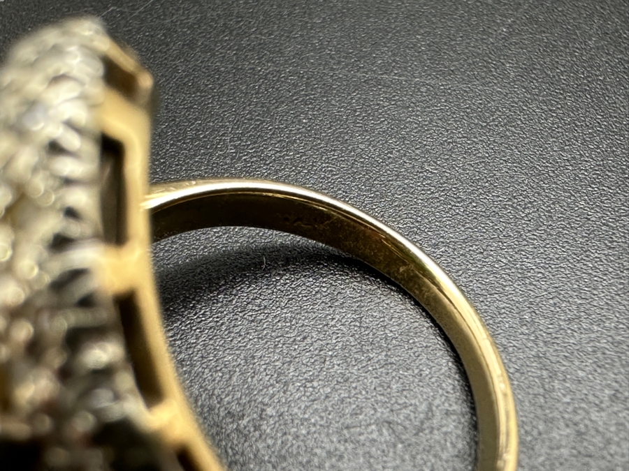 14k Gold Jade Single Cut Diamond Ring Size 5 5.3g Retails $2,000 [Photo 9]