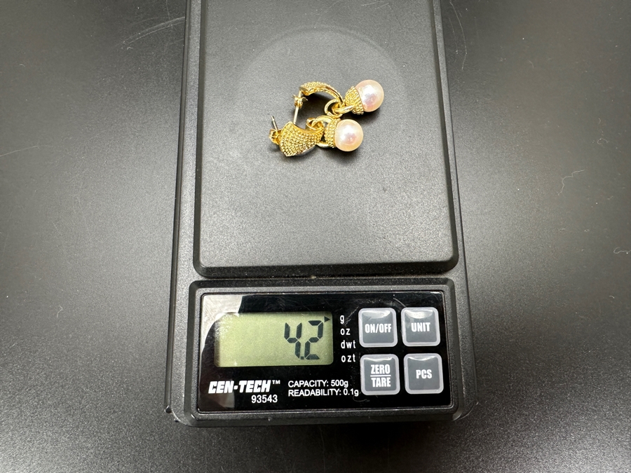 14k Gold Earrings With 7.5mm Pearls 4.2g Retails $1,200 [Photo 7]