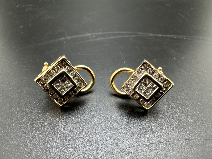 14k Gold Omega Back Diamond Earrings (est. .60cttw) 4.9g Retails $2,000 [Photo 7]