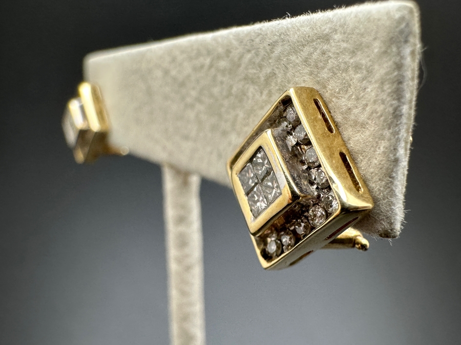 14k Gold Omega Back Diamond Earrings (est. .60cttw) 4.9g Retails $2,000 [Photo 5]