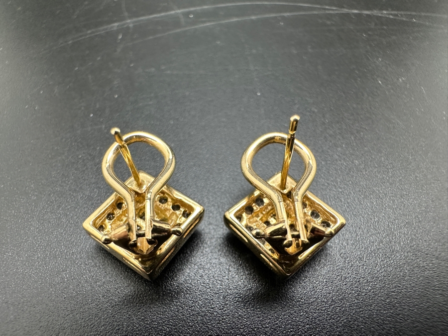 14k Gold Omega Back Diamond Earrings (est. .60cttw) 4.9g Retails $2,000 [Photo 9]