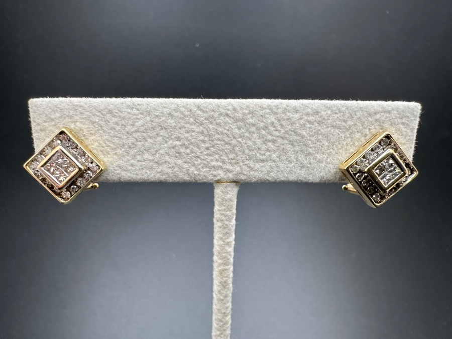 14k Gold Omega Back Diamond Earrings (est. .60cttw) 4.9g Retails $2,000 [Photo 4]