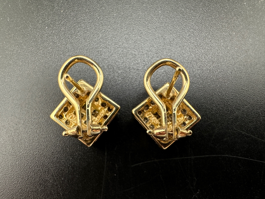 14k Gold Omega Back Diamond Earrings (est. .60cttw) 4.9g Retails $2,000 [Photo 8]