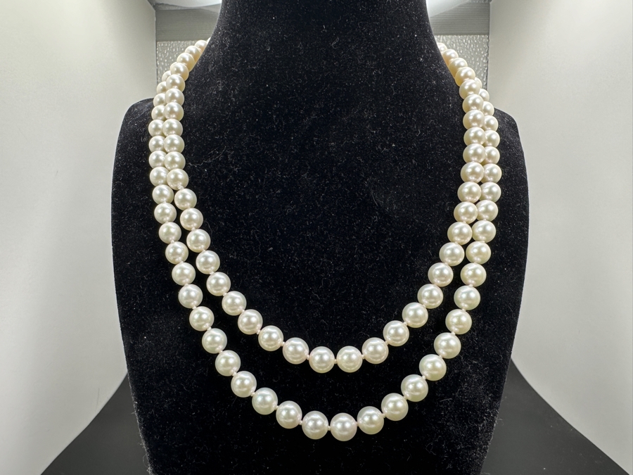18' Double Strand Pearl Necklace With 14k Gold Clasp Retails $900 [Photo 5]