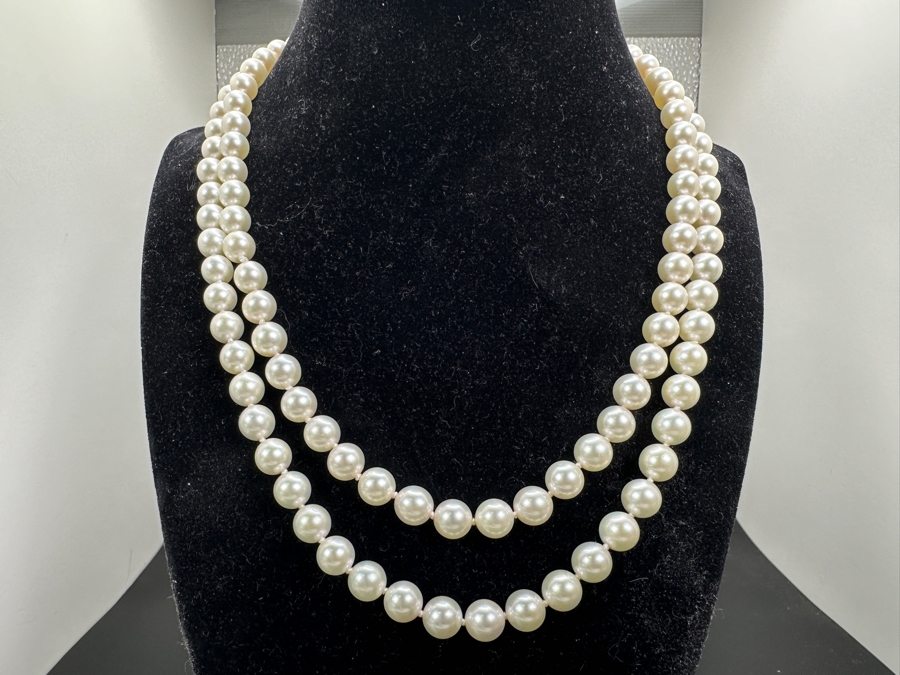 18' Double Strand Pearl Necklace With 14k Gold Clasp Retails $900 [Photo 2]