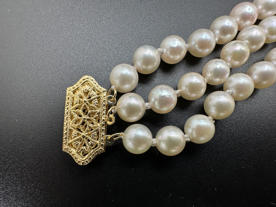 Three Strand 7' Pearl Bracelet With 14k Gold Clasp Retails $700 [Photo 3]