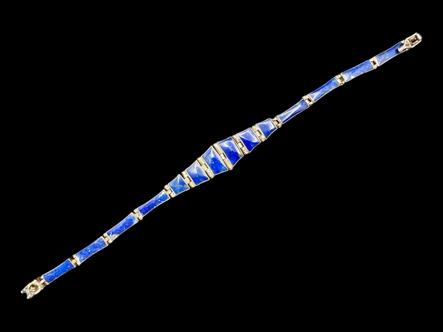 Sterling Silver / Lapis Lazuli 7' Bracelet 10.7g