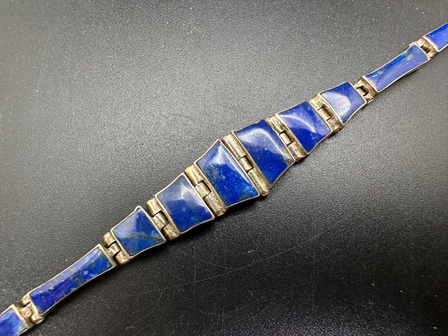 Sterling Silver / Lapis Lazuli 7' Bracelet 10.7g [Photo 2]