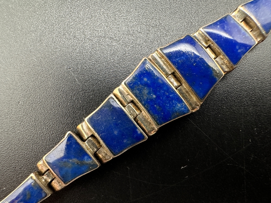 Sterling Silver / Lapis Lazuli 7' Bracelet 10.7g [Photo 3]