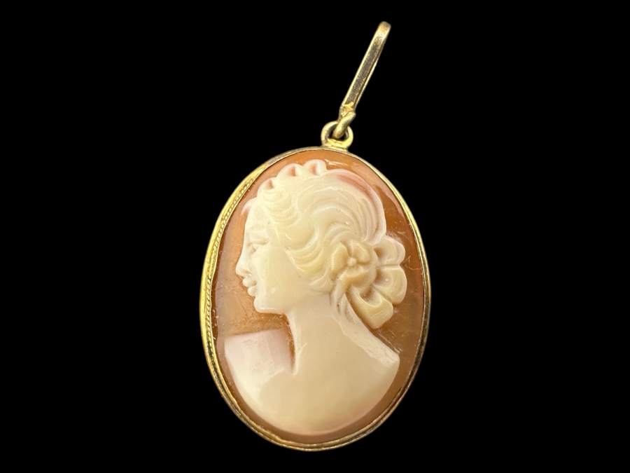 Sterling Silver Carved Shell Cameo Pendant 3.1g