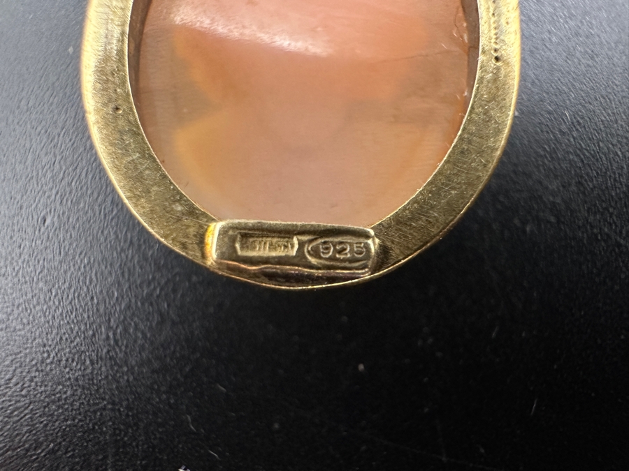 Sterling Silver Carved Shell Cameo Pendant 3.1g [Photo 4]