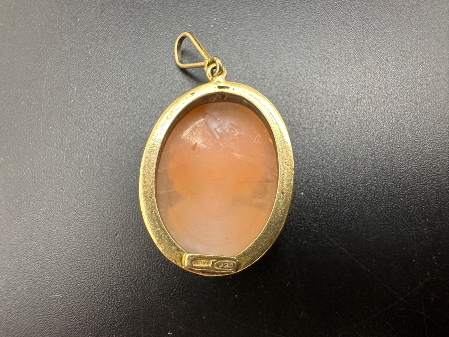 Sterling Silver Carved Shell Cameo Pendant 3.1g [Photo 3]