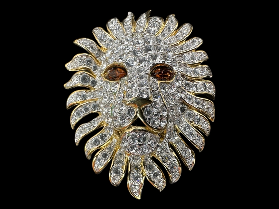 Vintage Attwood & Sawyer (A&S) Large Lion Brooch Pin